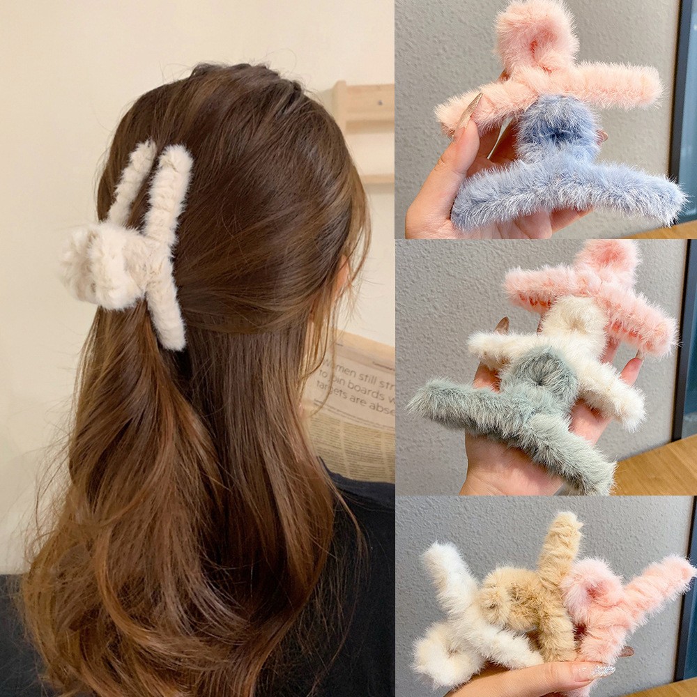Women'S Winter Accessories Set - ふわふわぬいぐるみフェイクファービッグカニ毛爪クリップ女性女の子冬ポニーテールホルダーヘアバレッタクランプヘアアクセサリー安い