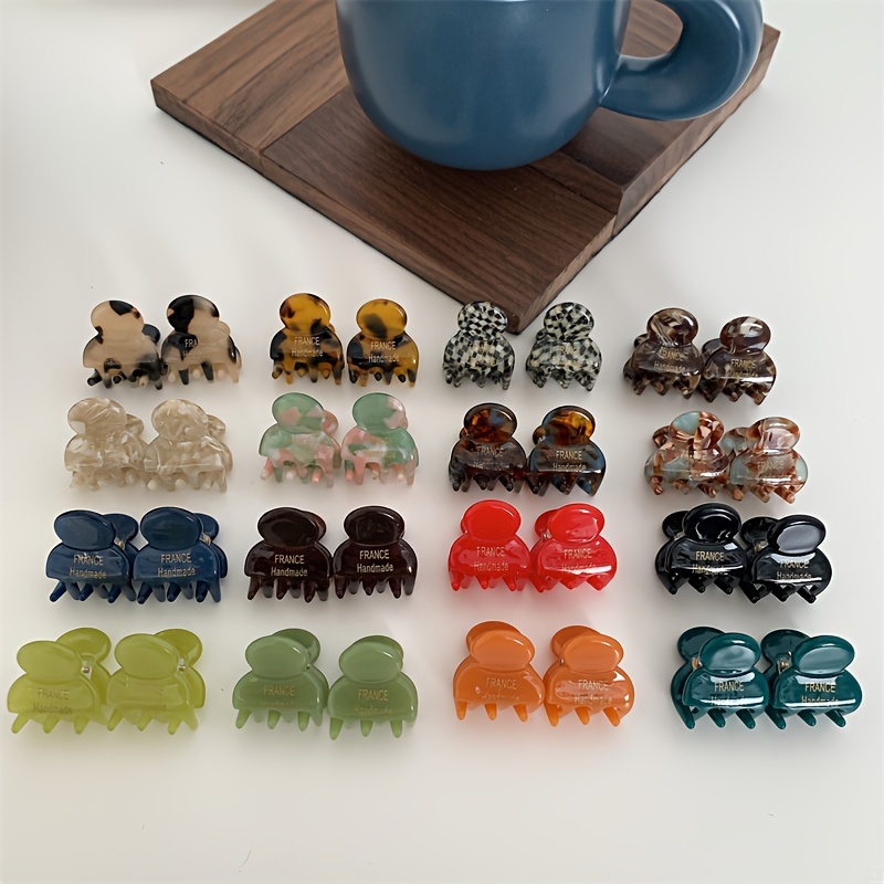 Hair Claw Clip Set - 女性のためのミニギャザークロー,小サイズ,サメ型クリップ,甘い,かわいい,エレガントなヘアピン,ヘアクリップ,ヘアアクセサリー,2個セット