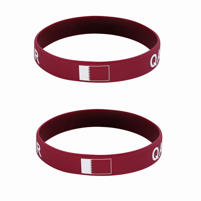 Women Accessories Qatar - 男性と女性のための世界旗のシリコーンブレスレット、スポーツゲームリストバンド、ラバーブレスレット、ファッションアクセサリー、2個