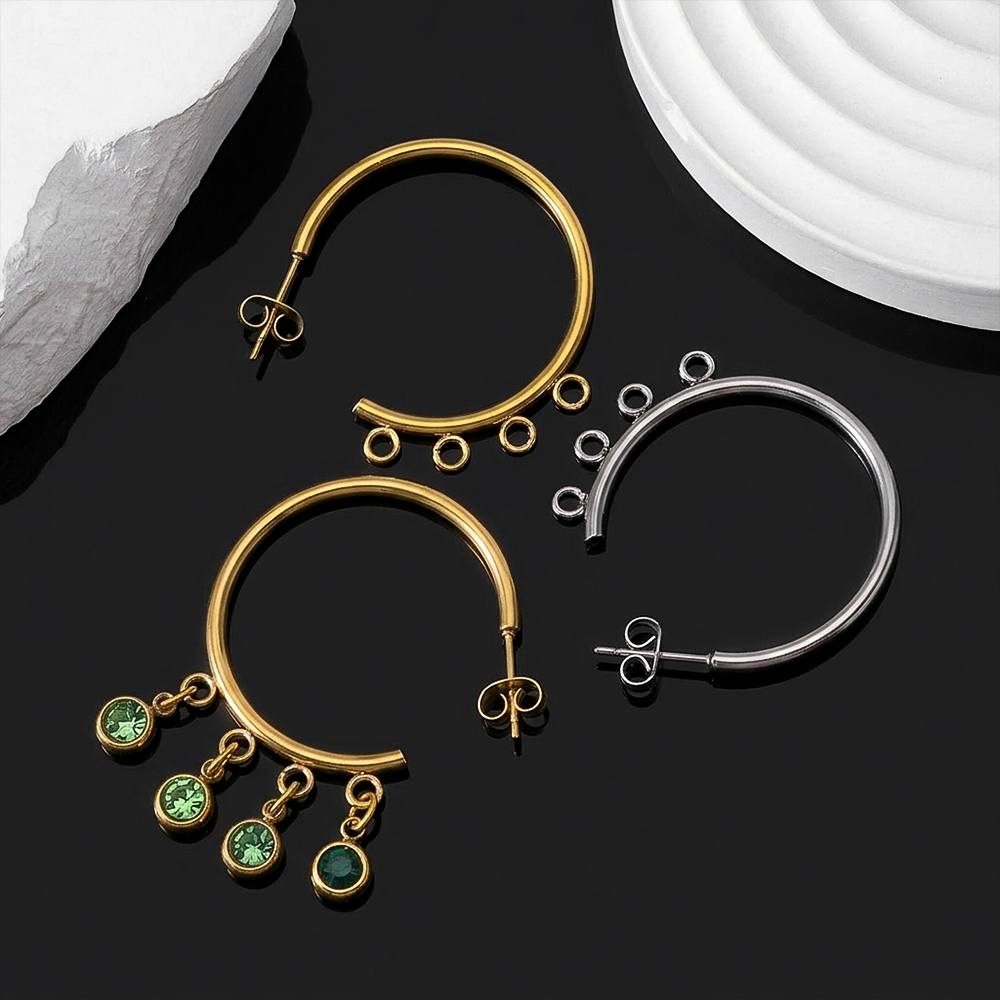 Women Accessories Gift Set - 10個入り ステンレス製 ゴールドメッキ C型ハギーイヤリングポスト 抗アレルギー スタッドイヤリングパーツ