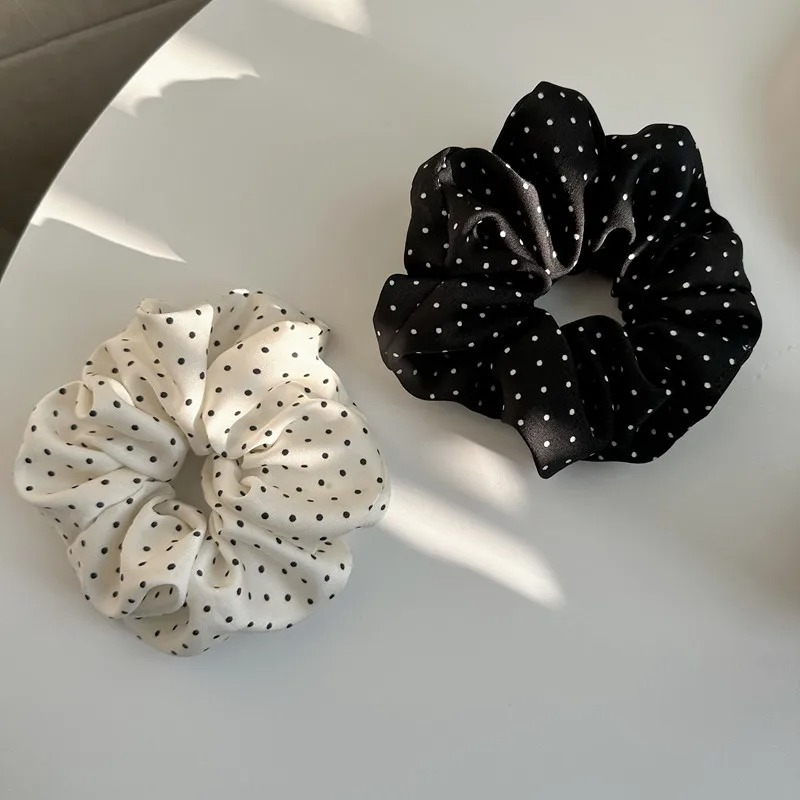Women Accessories Aesthetic - 2 個のエレガントなミニマリストヘアシュシュ女性用シルクシミュレーションヘアネクタイウェーブポイント弾性ヘアループポニーテールアクセサリー