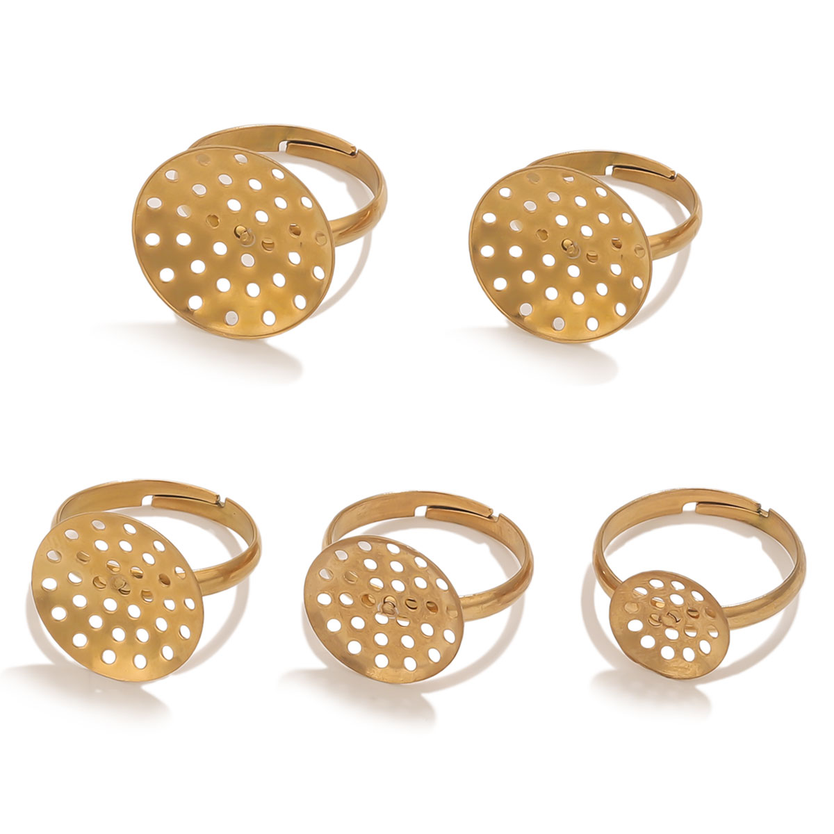 Ring Set Adjustable - 10 ピース/ロットステンレス鋼リングベース調節可能なトレイカボション設定ブランクベゼルリング胚ジュエリー材料作成用