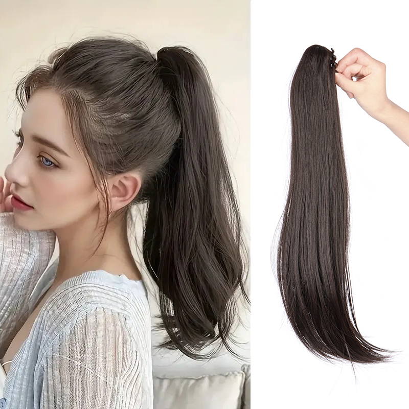 Hair Claw Clip Set - エレガントな合成ポニーテール女性のロングストレートヘアポニーテールヘアエクステンション爪クリップすべての機会に