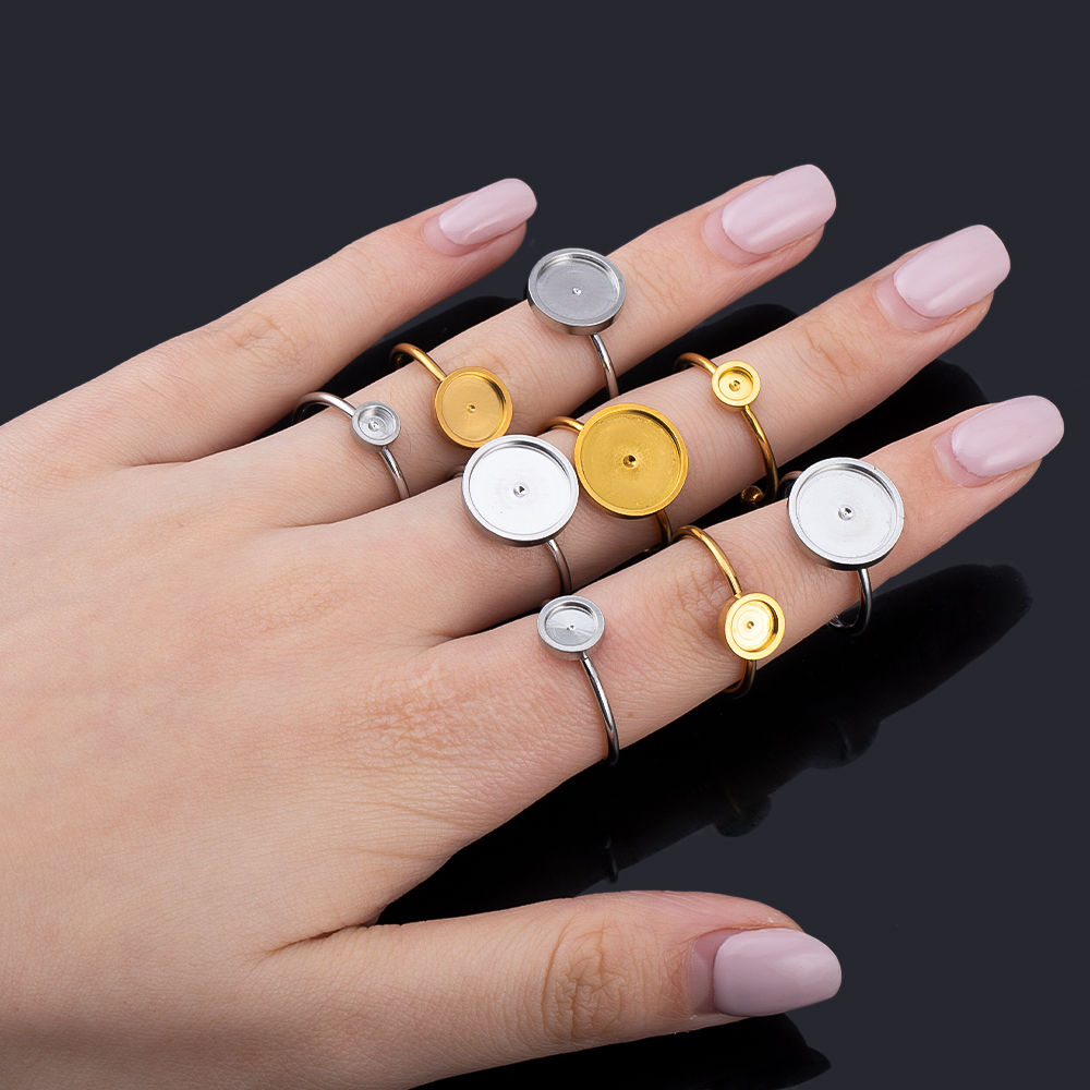 Ring Set Adjustable - 10 個調節可能なオープンフィンガーリング設定ステンレス鋼 4 ミリメートル 8 ミリメートル