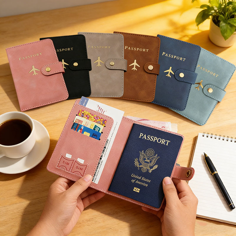 Women'S Accessories Wallet - レザーパスポートホルダーカバーケース、旅行必需品、クレジットカードウォレット、女性/男性用パスポートブック、バックル付きパスポートカバー
