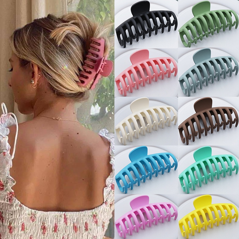 Hair Claw Clip Set - 2022 新大型ヘア爪女性のための爪クリップ韓国頭飾りソリッドカラーカニヘアクリップヘアピンファッションヘアアクセサリー