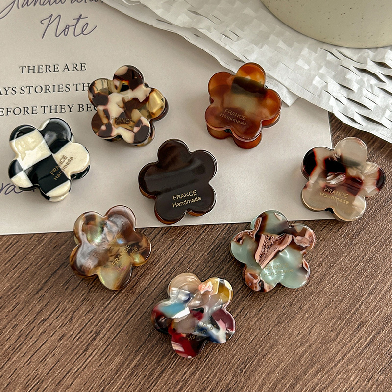 Hair Claw Clip Set - 8個セット 可愛い花柄アセテートヘアクリップ レディース 薄毛・太毛用ヘアクロウクリップ 女の子用ヘアアクセサリー