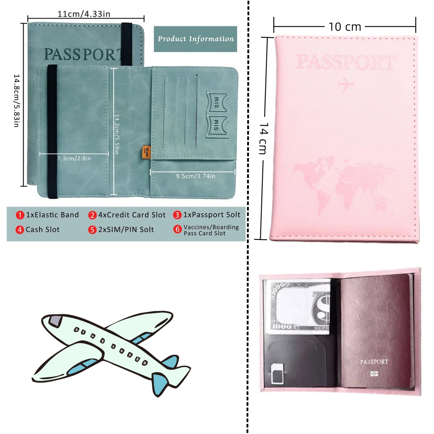 Women'S Accessories Wallet - ヴィンテージ RFID パスポートカバー 女性＆男性用 - 多機能