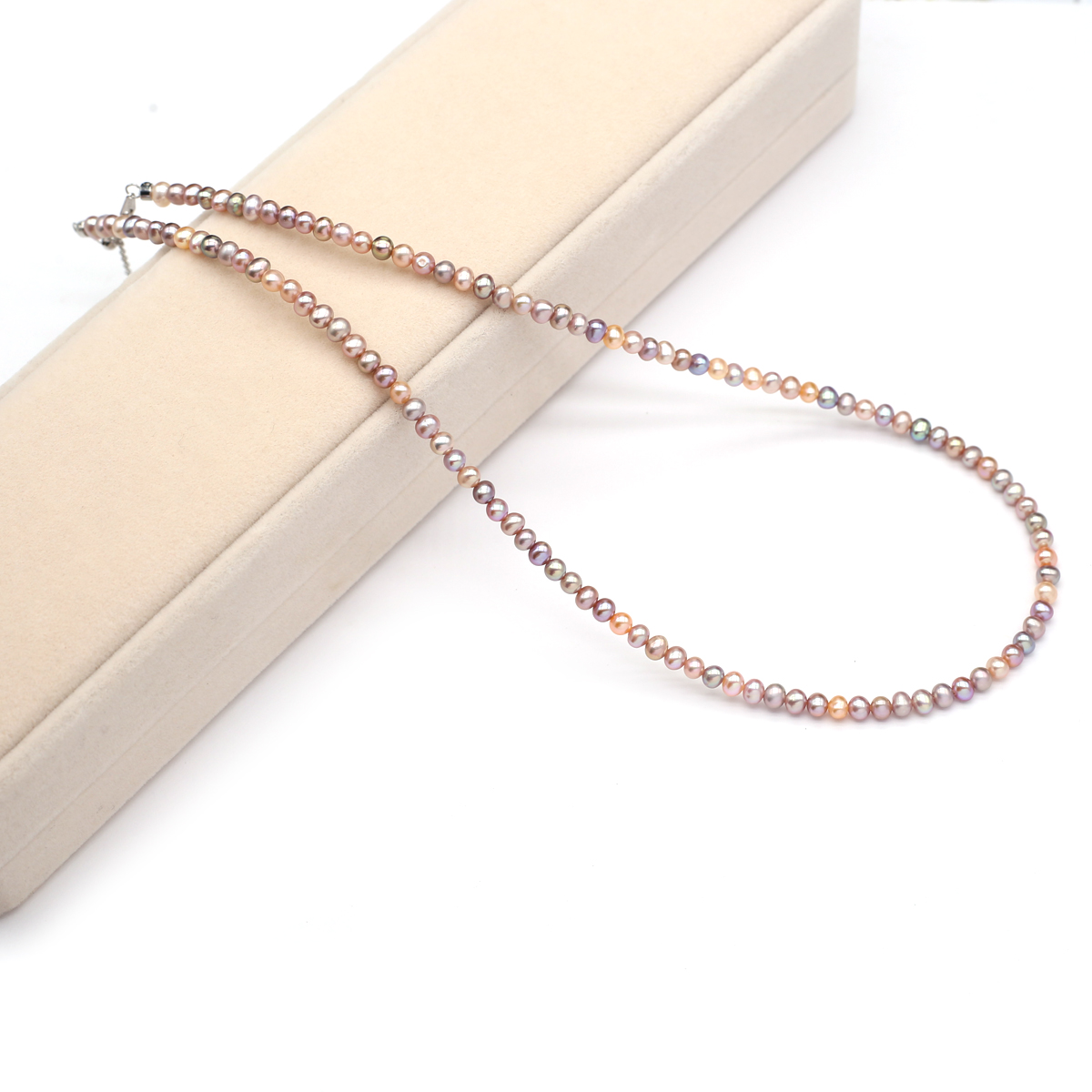 Women'S Accessories And Jewelry - 本物の天然淡水真珠のネックレス 3-4 ミリメートル色ラウンドパールビーズネックレス女性のためのジュエリーチャームアクセサリー 43-45 センチメートル