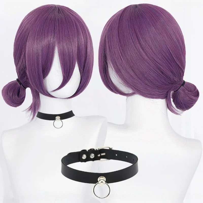 Women Accessories Aesthetic - アニメレゼコスプレウィッグ 45 センチメートル紫ウィッグチョーカー付きコスプレ衣装女性レゼウィッグ耐熱人工毛ウィッグ