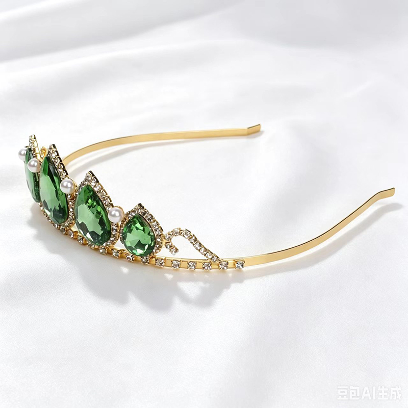 Women'S Accessories And Jewelry - グリーンウォータードロップラインストーンクリスタルクラウンヘッドピース女性ブライダルヘアアクセサリーウェディングティアラ花嫁ヘアジュエリー