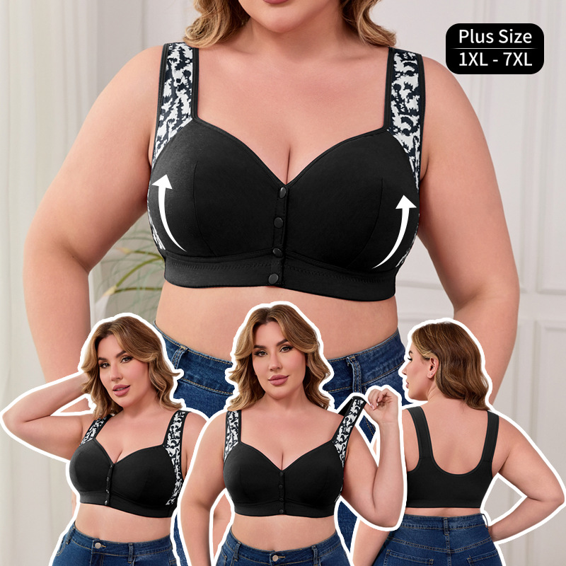 Women'S Accessories And Jewelry - XL-7XL プラスサイズ フロントバックルブラジャー レディース ノンワイヤーブラ ワイヤレスブラレット