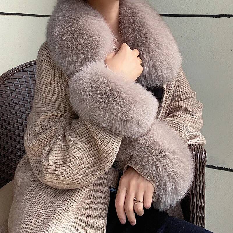 女性用フォックスファーカラーウィンターコート,フード,スカー - Women'S Winter Accessories Set のレビューと価格