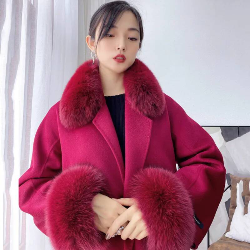 女性用フォックスファーカラーウィンターコート,フード,スカー - Women'S Winter Accessories Set のレビューと価格