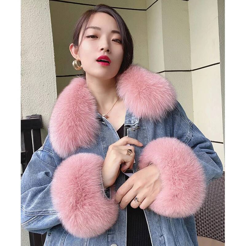女性用フォックスファーカラーウィンターコート,フード,スカー - Women'S Winter Accessories Set のレビューと価格