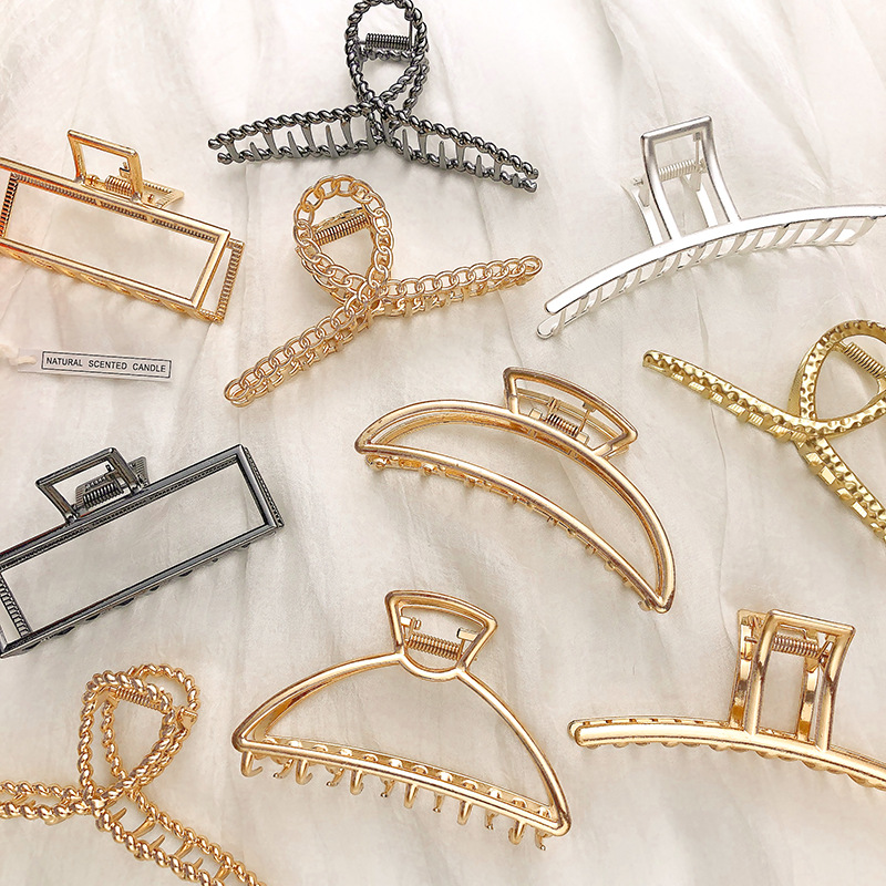 ファッション金属ヘア爪女性のためのゴールドシルバーカラークロ - Hair Claw Clip Set のレビューと価格