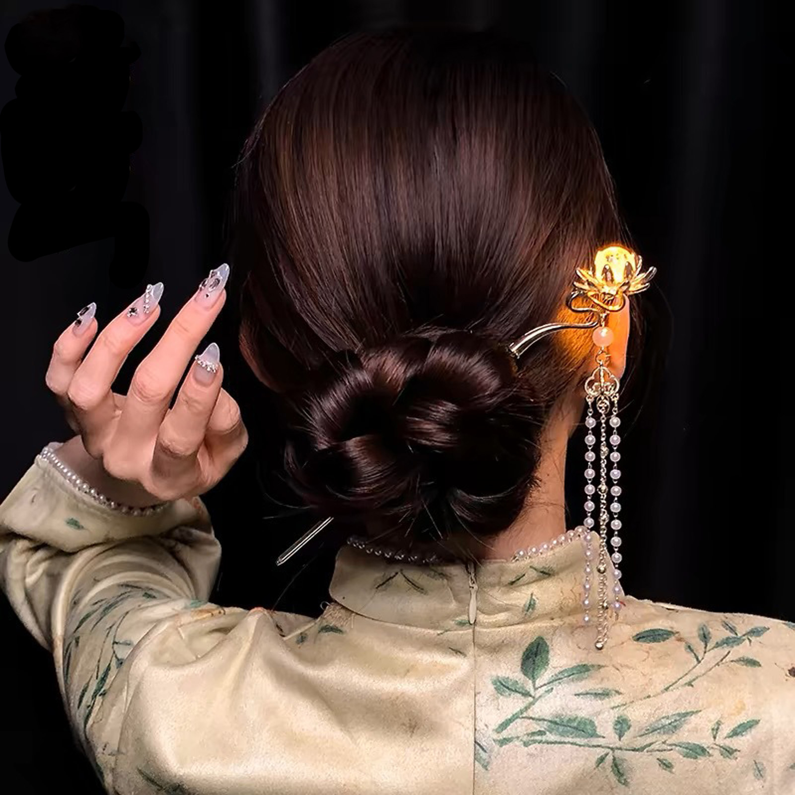 発光花ヘアピン絶妙な蓮の花のタッセルヘアスティックエレガント - Hair Fork Stick のレビューと価格