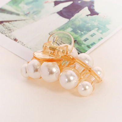 新しいファッションカニ毛髪爪模造パールブラックレディ帽子アク - Hair Claw Clip Set のレビューと価格