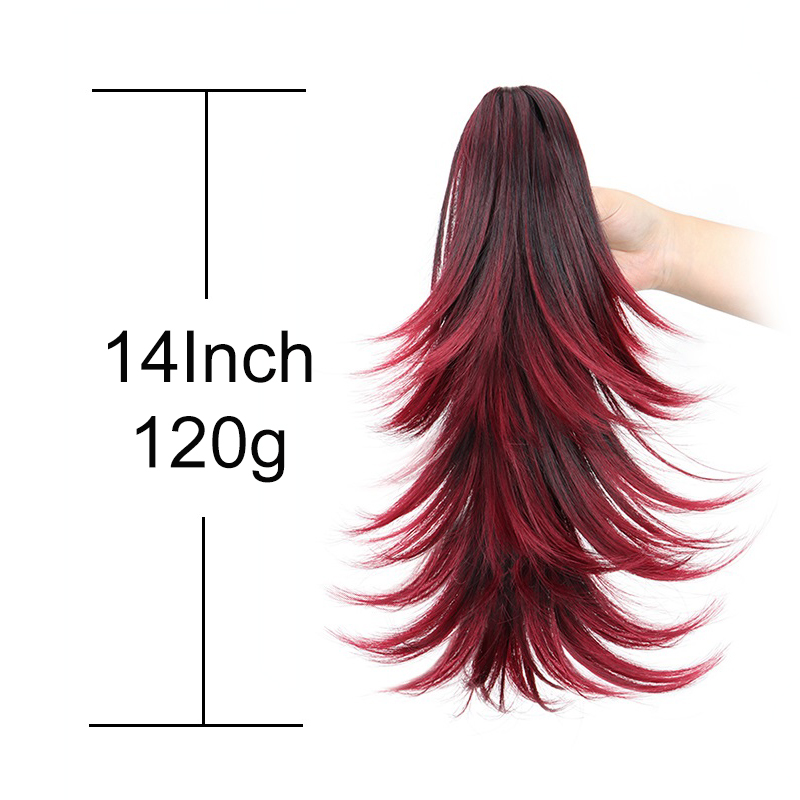 14 インチ合成ショートカーリーレイヤードポニーテールヘアエ - Hair Claw Clip Set のレビューと価格