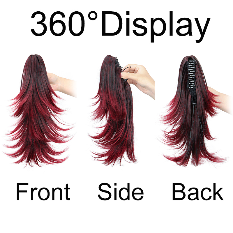 14 インチ合成ショートカーリーレイヤードポニーテールヘアエ - Hair Claw Clip Set のレビューと価格