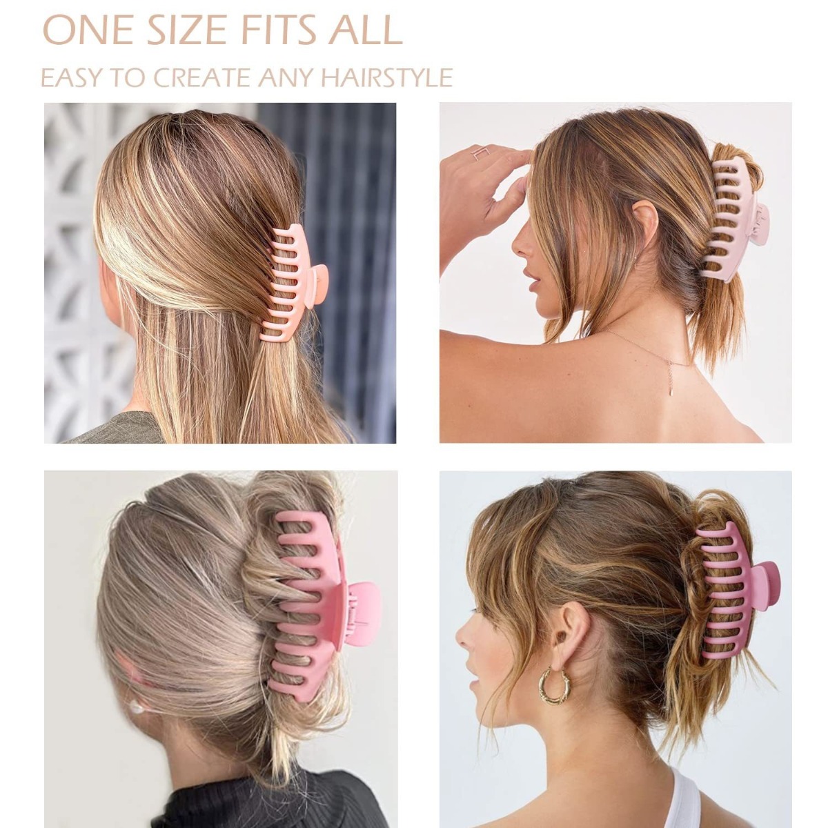 12個入りニュートラルカラーのプラスチックヘアクロウクリップ - Hair Claw Clip Set のレビューと価格