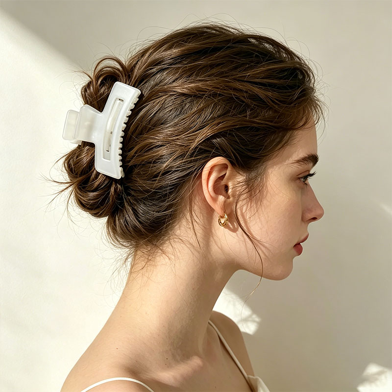 6個セット エレガントな透明フロスト加工の長方形ヘアクロー  - Hair Claw Clip Set のレビューと価格