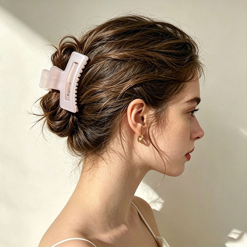 6個セット エレガントな透明フロスト加工の長方形ヘアクロー  - Hair Claw Clip Set のレビューと価格