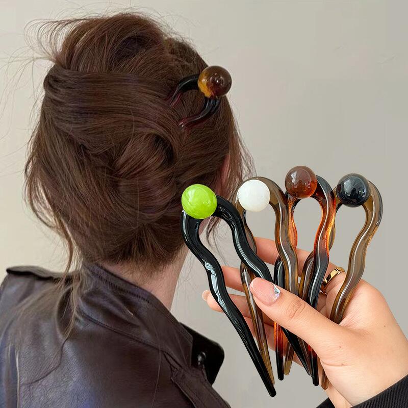 ファッションカラーパール U 字型ヘアスティックヘアピンヘア - Women Accessories On Sale のレビューと価格
