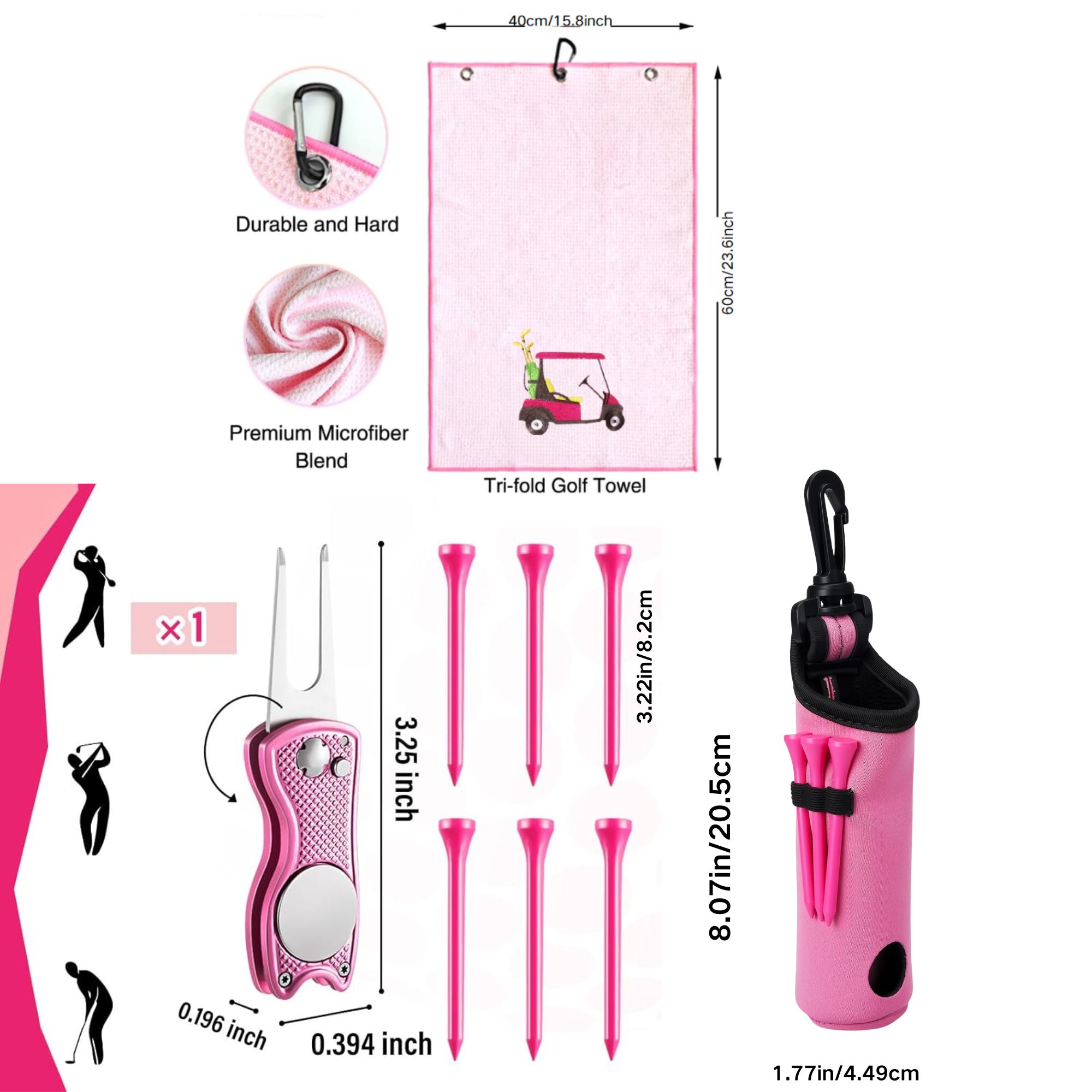 10点ゴルフアクセサリーキット、フック付きゴルフボールバッグ - Women'S Golf Accessories のレビューと価格