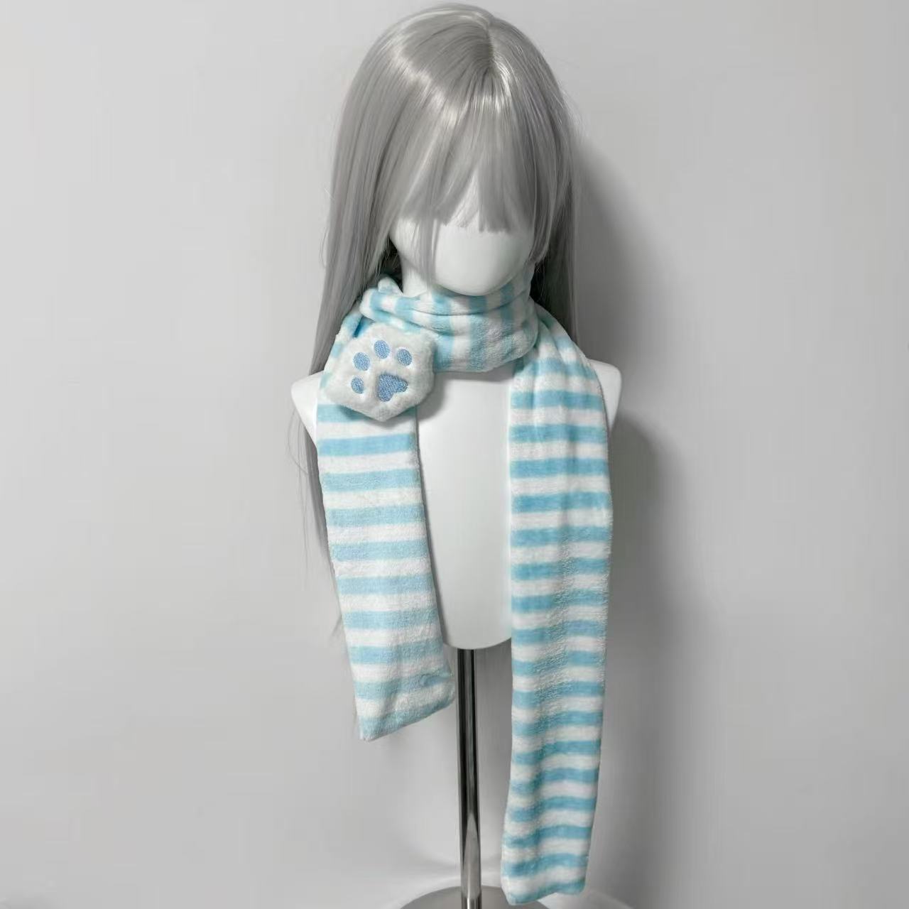 かわいいニーデッドスカーフ猫の足装飾ストライプスカーフ Y2 - Women'S Winter Accessories Set のレビューと価格