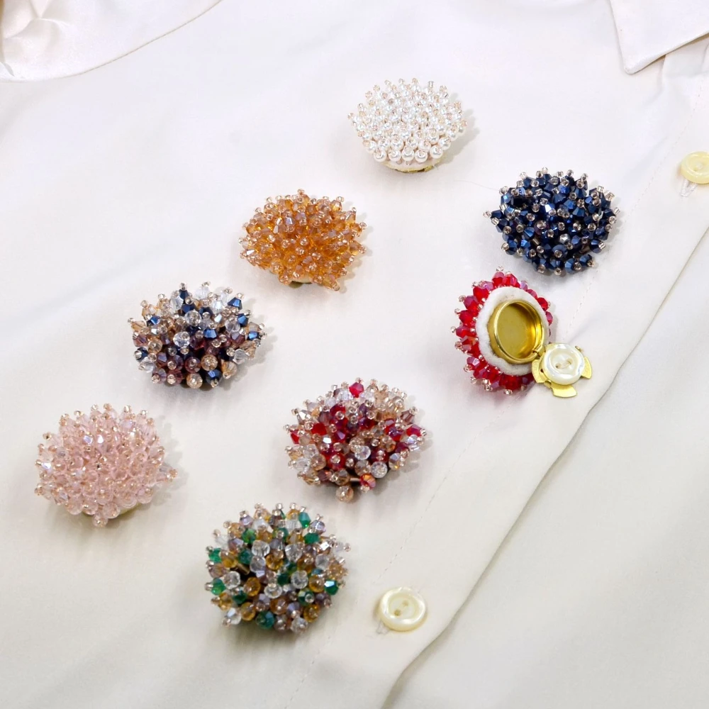 2 個エレガントなボタンカバー手作りビーズクリスタルカフス女 - Women'S Accessories And Jewelry のレビューと価格