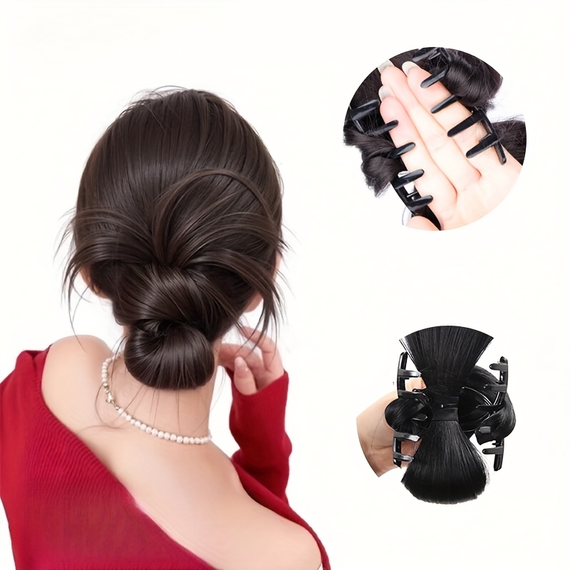 低合成おだんごポニーテール髪ナチュラルふわふわ爪クリップシニ - Hair Claw Clip Set のレビューと価格
