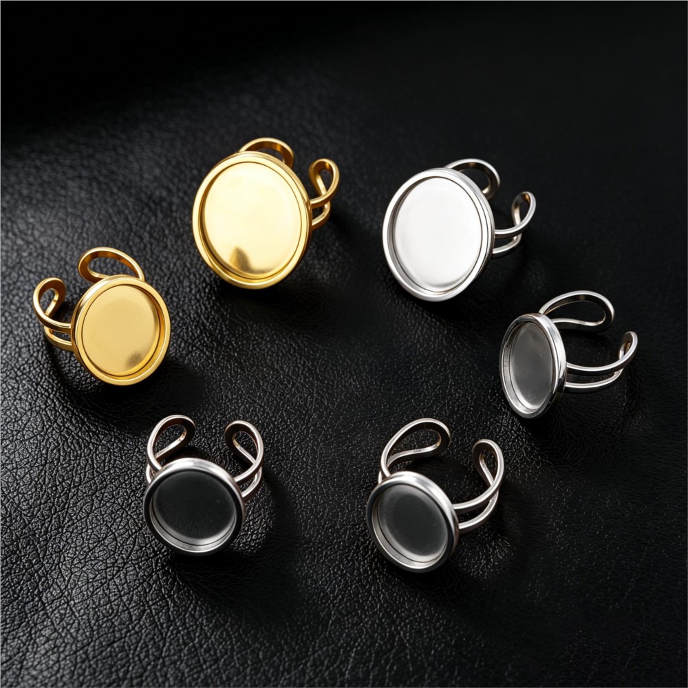 2個入り ステンレス製 スクエア型 フラットブランクベース  - Ring Set Adjustable のレビューと価格