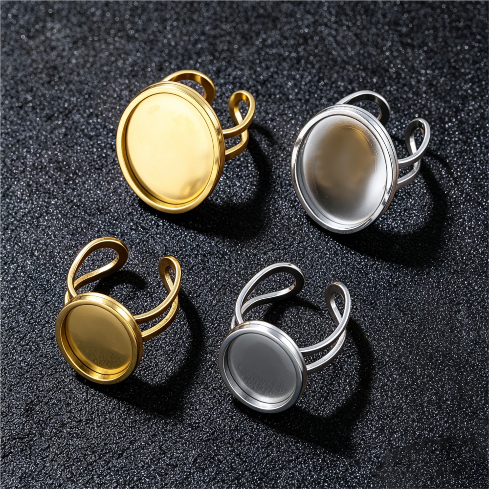2個入り ステンレス製 スクエア型 フラットブランクベース  - Ring Set Adjustable のレビューと価格