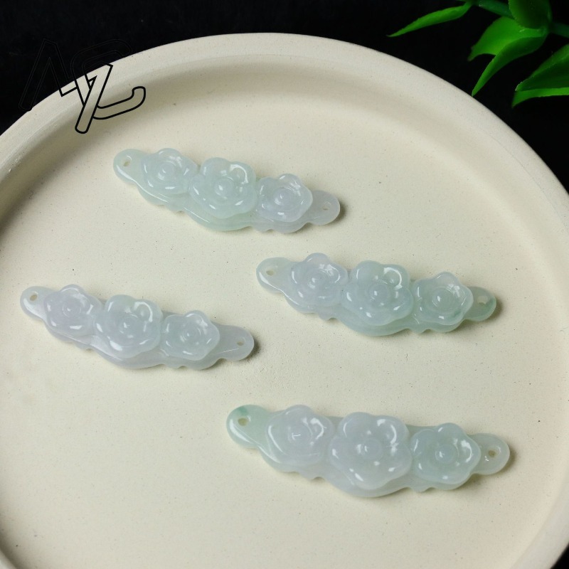 1pc 天然翡翠エメラルドフラワーハンドカード DIY アク - Women'S Accessories And Jewelry のレビューと価格