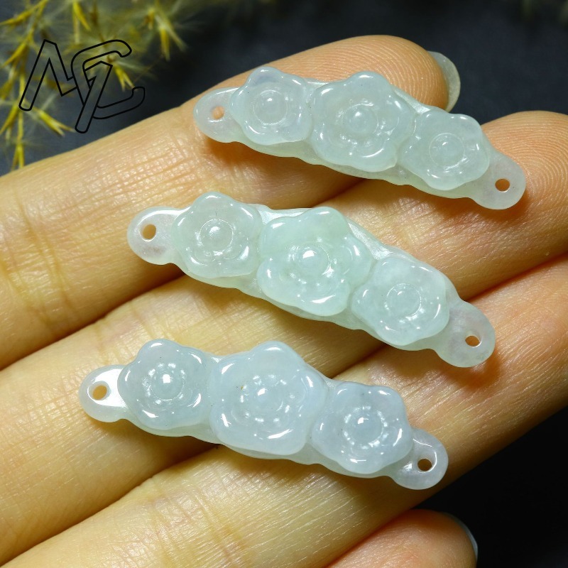 1pc 天然翡翠エメラルドフラワーハンドカード DIY アク - Women'S Accessories And Jewelry のレビューと価格