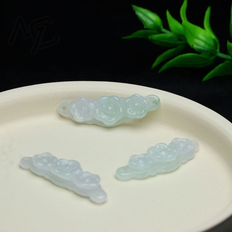 1pc 天然翡翠エメラルドフラワーハンドカード DIY アク - Women'S Accessories And Jewelry のレビューと価格