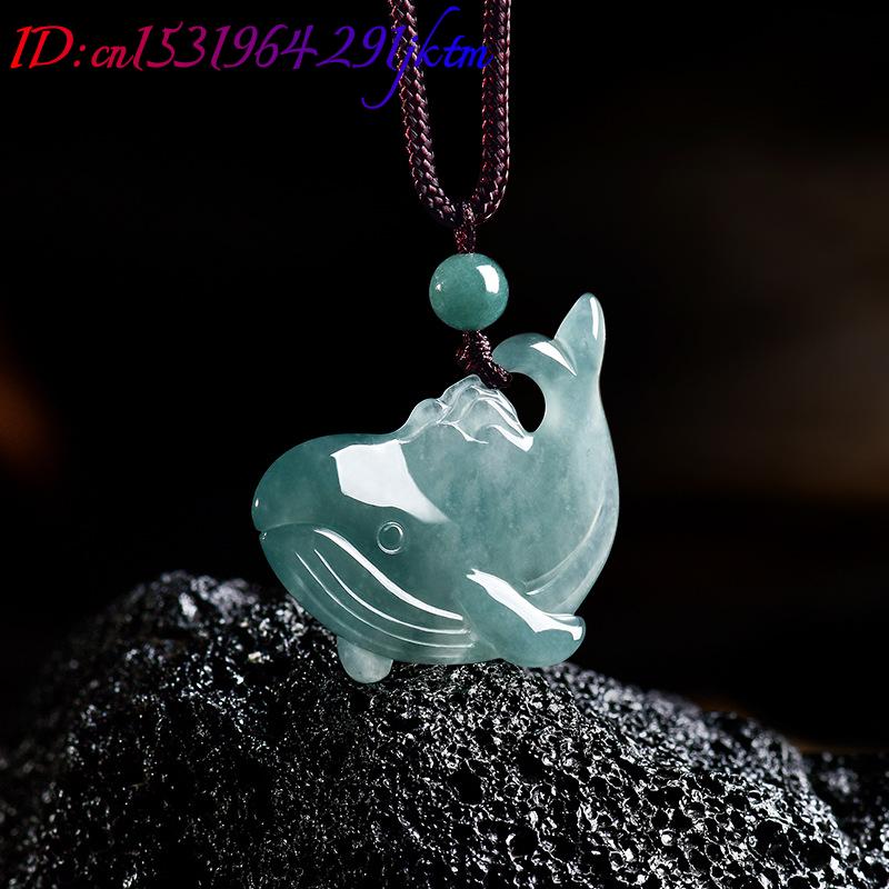 天然ビルマ翡翠クジラペンダントネックレスアクセサリー本物の翡 - Women'S Accessories And Jewelry のレビューと価格