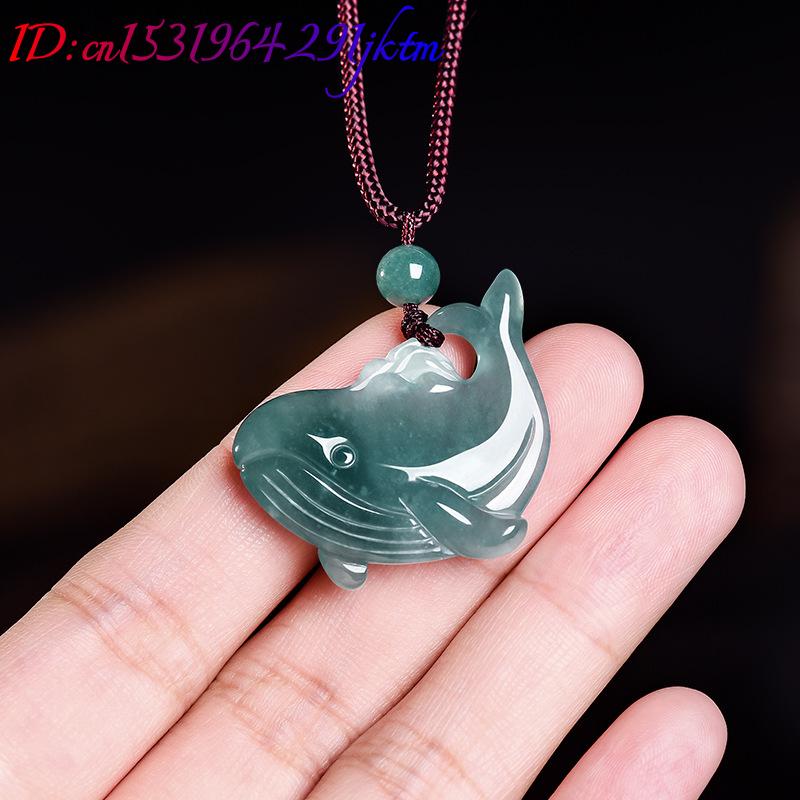 天然ビルマ翡翠クジラペンダントネックレスアクセサリー本物の翡 - Women'S Accessories And Jewelry のレビューと価格