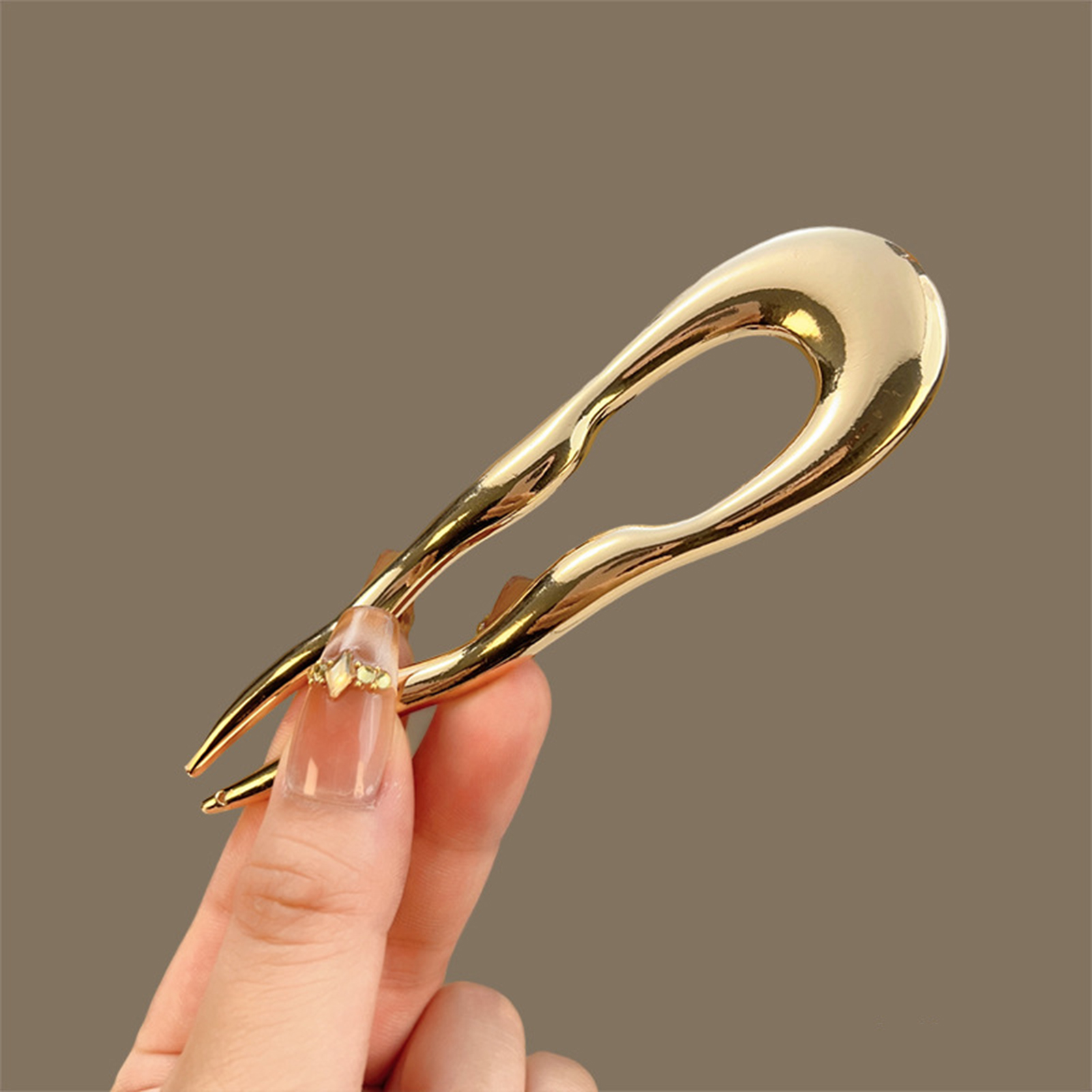 シンプルな金属合金ヘアピン U 字型気質ツイストダブルヘアク - Hair Fork Stick のレビューと価格