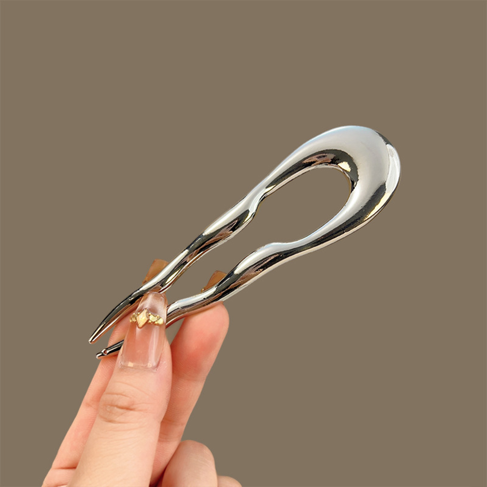 シンプルな金属合金ヘアピン U 字型気質ツイストダブルヘアク - Hair Fork Stick のレビューと価格