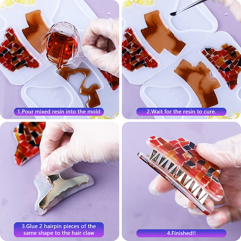 ヘアクロークリップ,シリコンモールド,幾何学的形状,エポキシ - Hair Claw Clip Set のレビューと価格