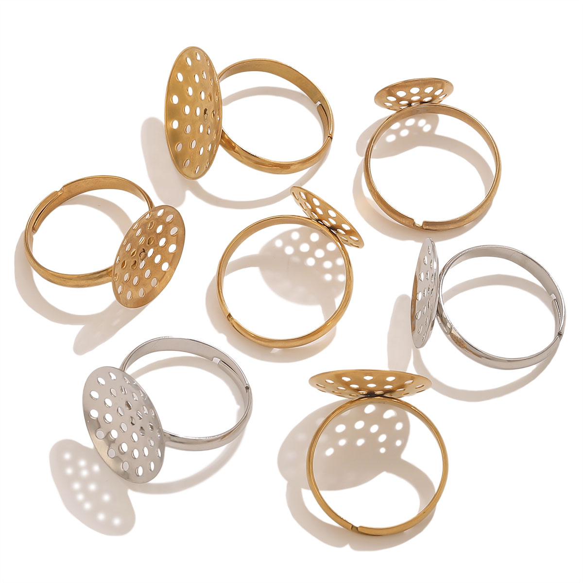 10 ピース/ロットステンレス鋼リングベース調節可能なトレイ - Ring Set Adjustable のレビューと価格