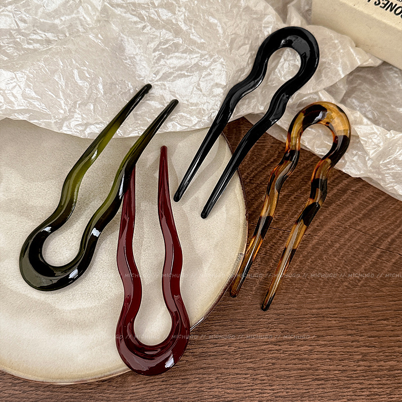 2026年 U字型ヘアフォーク ファッション べっ甲柄アセテ - Hair Fork Stick のレビューと価格