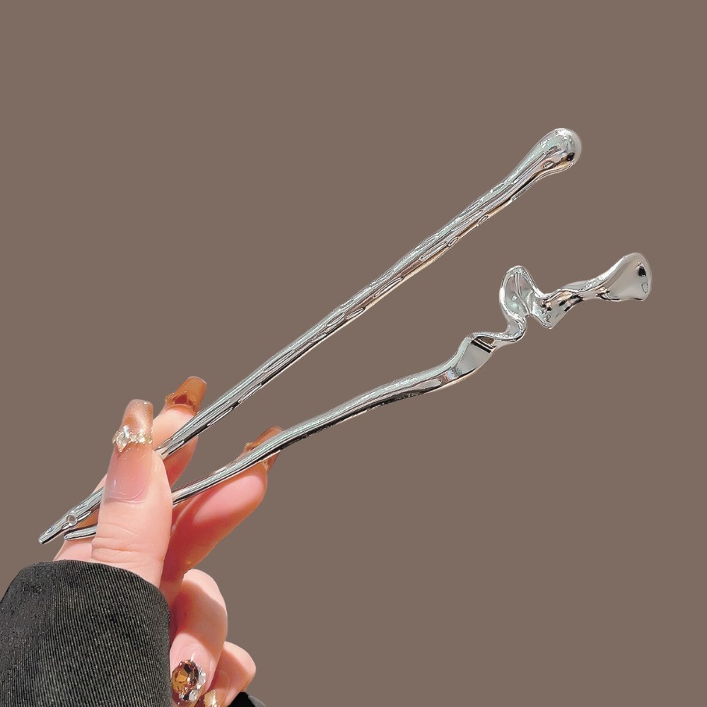 新しい中国風シルバーメタルヘアスティックツイストウェーブ梅の - Hair Fork Stick のレビューと価格