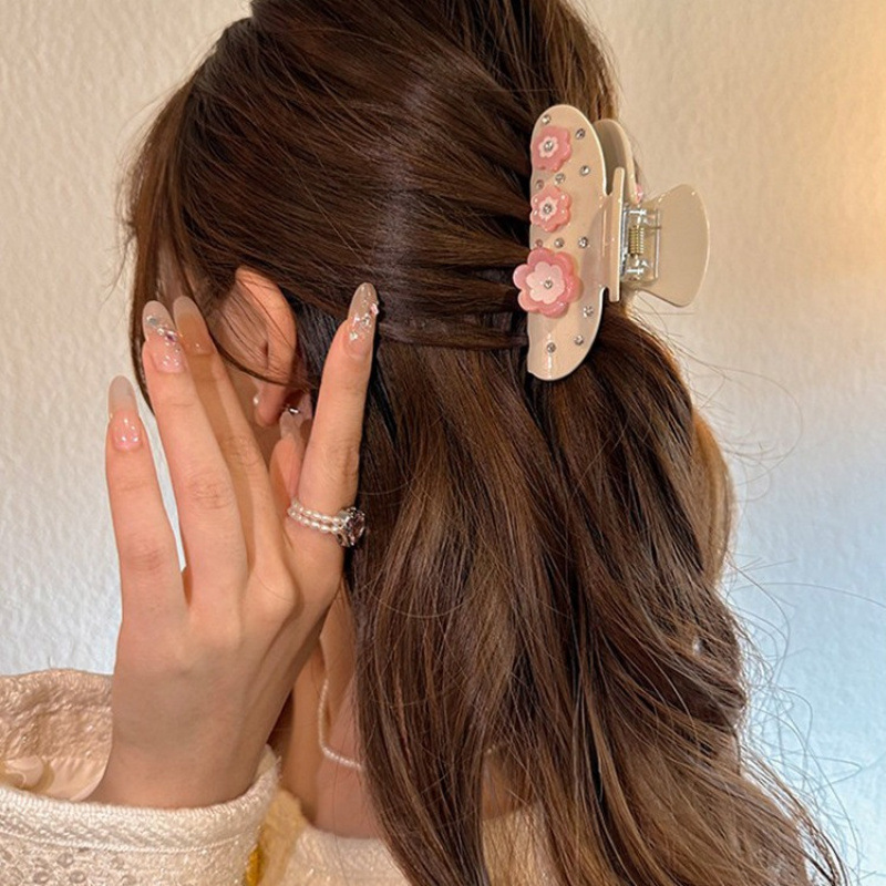 1pc アセテート甘いラインストーンフラワーグラブクリップ、 - Hair Claw Clip Set のレビューと価格