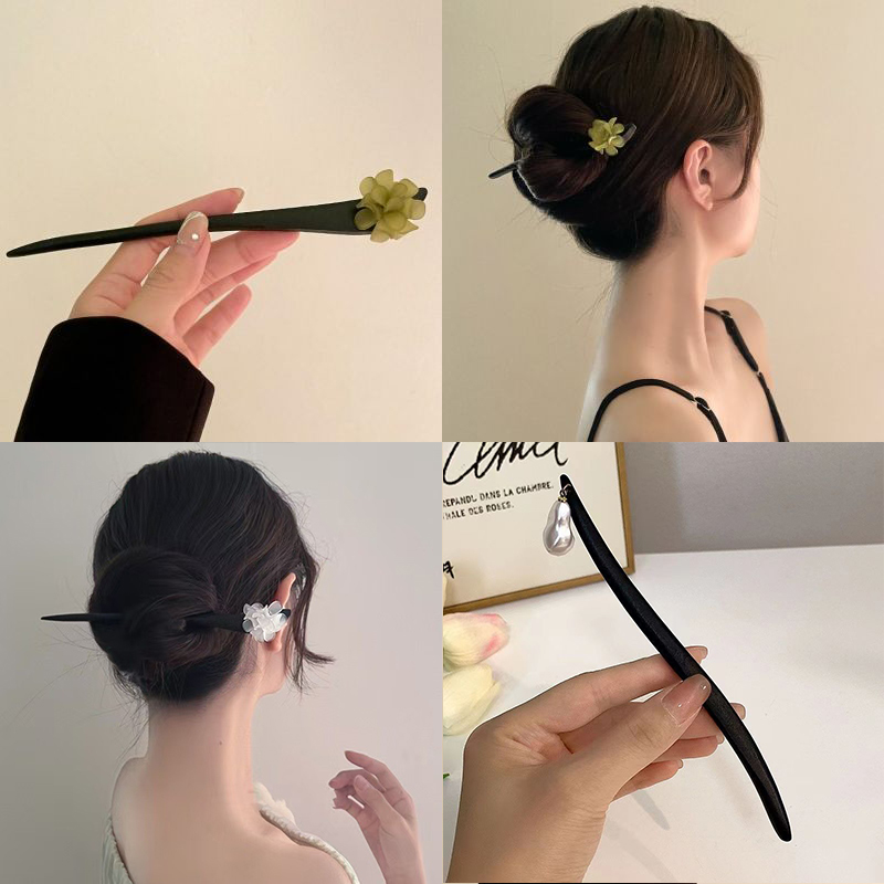 ヴィンテージ中国風の木製花ヘアスティックパールヘアピンジュエ - Hair Fork Stick のレビューと価格
