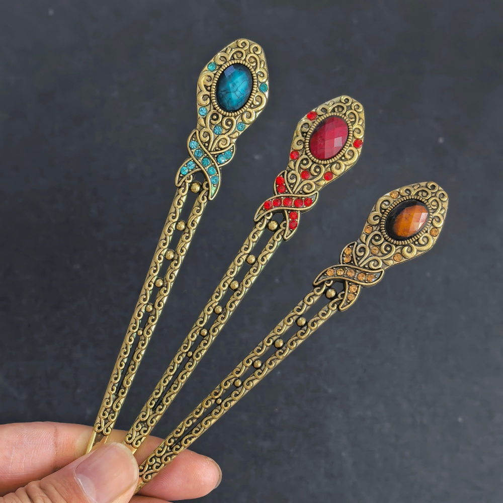 ヴィンテージメタルヘアスティック女性用レトロヘアピンお団子ヘ - Hair Fork Stick のレビューと価格