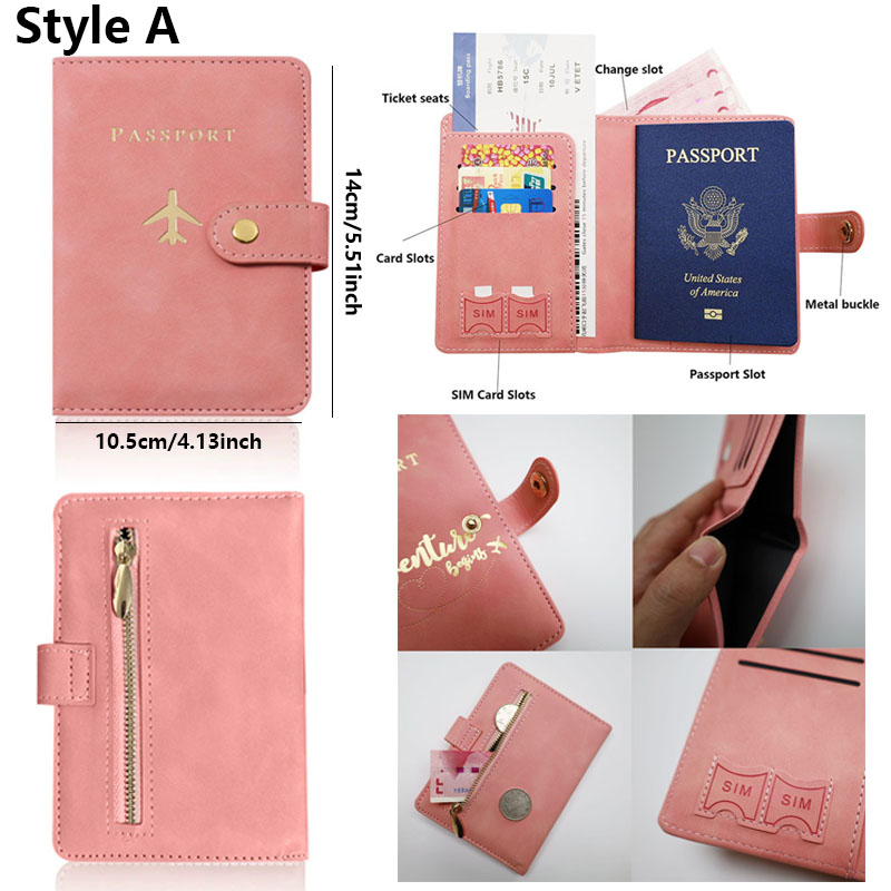 レザーパスポートホルダーカバーケース、旅行必需品、クレジット - Women'S Accessories Wallet のレビューと価格