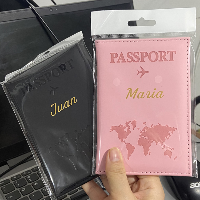 カスタムゴールドカラー名パスポートカバー旅行財布男性女性カス - Women'S Accessories Wallet のレビューと価格